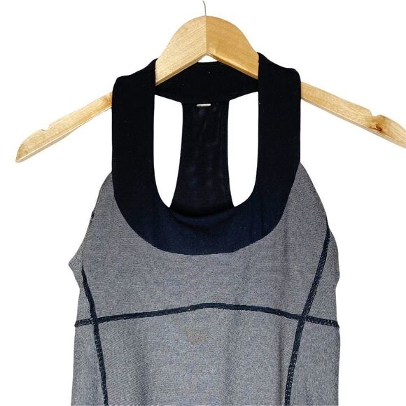 LULULEMON | Scoop Neck Black & Gray Microstripe RacerBack Tank - Picture 4 of 8